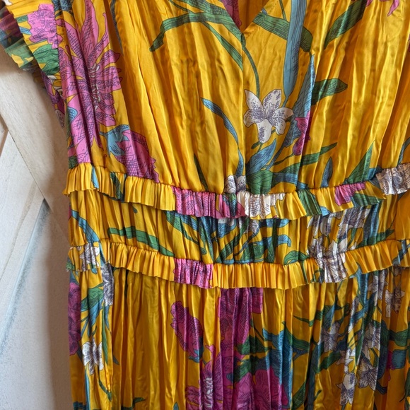 Current Air Yellow Floral Midi Dress with Pink & Green Accents - Picture 7 of 10